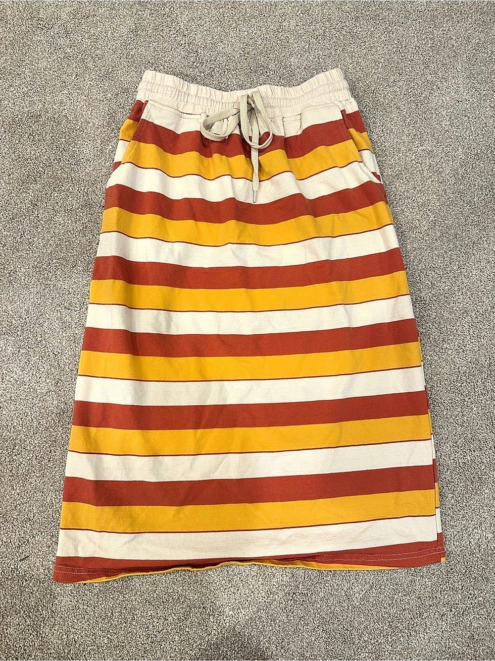 Inherit Clothing XS Candy Corn Striped Midi Skirt Halloween Fall Orange Yellow